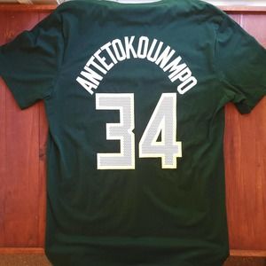Stretchy forest green Giannis Antetokounmpo Milwaukee Bucks Jersey Shirt
